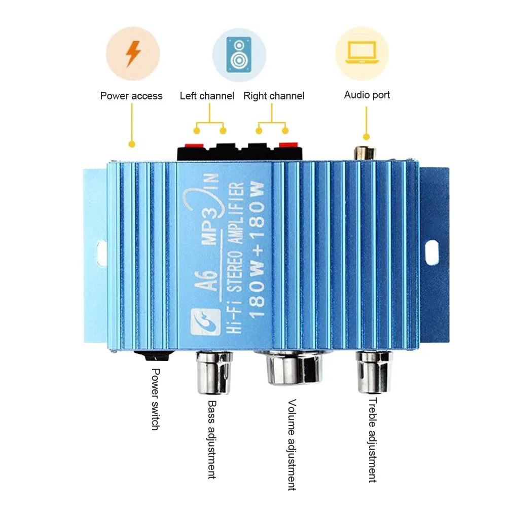 AOSHIKE A6 40 Вт мини усилитель аудио 2 0 канальный Hi Fi стерео мощности для мотоцикла