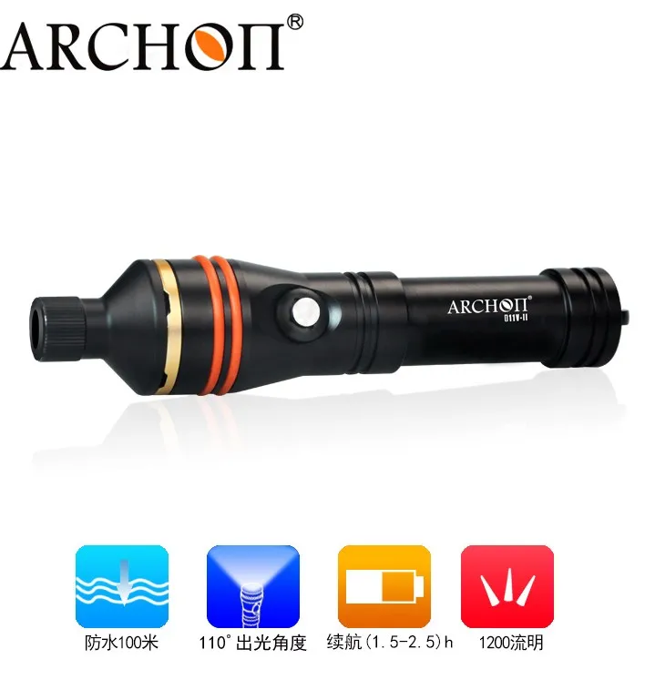 torch with snoot Archon D11VII фонарь для подводного плавания Подводный Видео фонарь 18650 1200lm яркий фонарик для дайвинга функция Snoot - Испускаемый цвет: torch with snoot