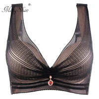 gathering and adjusting anti droop sexy lace underwear breathable cup large cup fat mm bra plus size bra ring free women bra