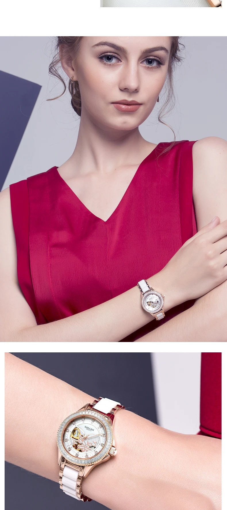 Женские керамические часы с цветочным дизайном, женские механические часы, лучший бренд, роскошные женские часы с сапфировым кристаллом, женские часы в подарок