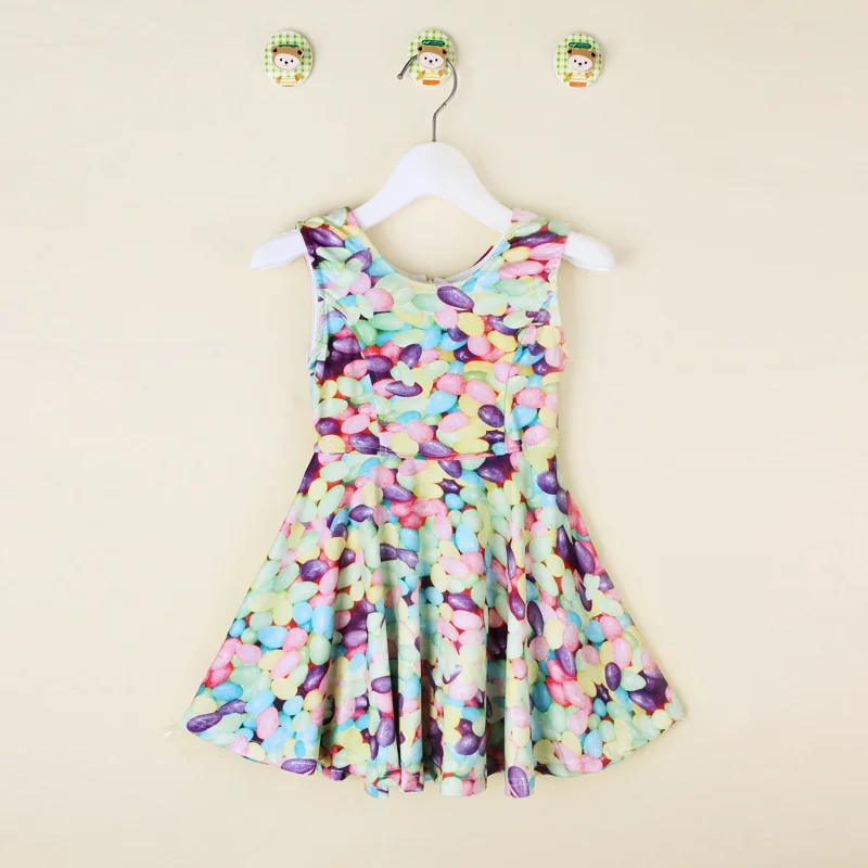 Платье для девочек летнее Повседневное платье без рукавов маленьких детское в