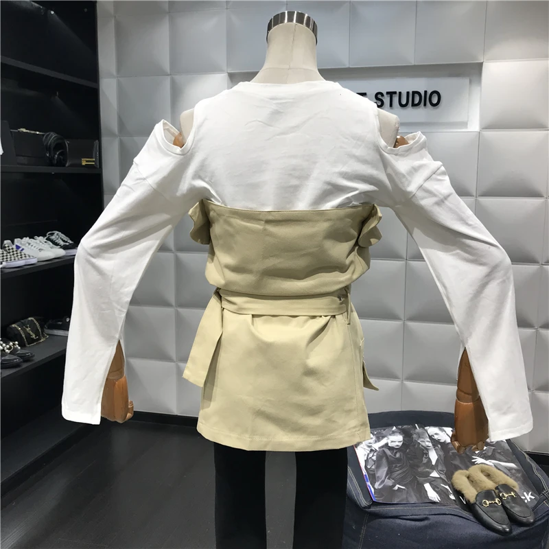 ALPHALMODA 2018 осенне зимняя Женская приталенная куртка Футболки с открытыми плечами