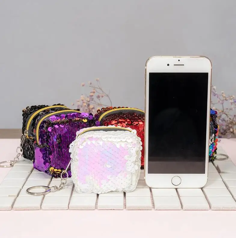 ETya модный Женский Детский кошелек с блестками женский клатч на молнии сумка для