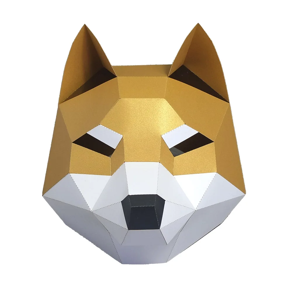 As picture 3D Бумажная Маска модная милая собака костюм животного Косплей DIY бумажная Ремесленная Маска модели Рождество Хэллоуин выпускной вечер вечерние подарки - Цвет: As picture