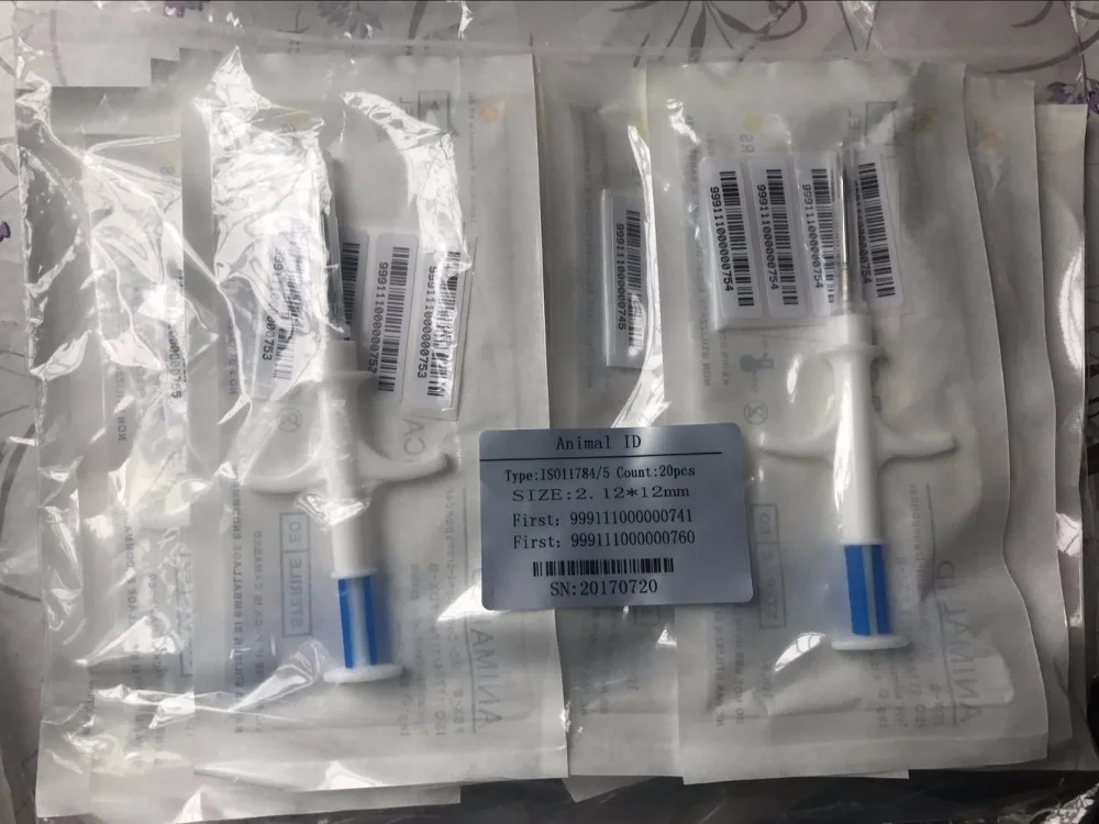 READELL 20pcs FREE SHIPPING RFID Microchip syringe with transponder 2.12x12mm FDX-B free ICAR number | Безопасность и защита