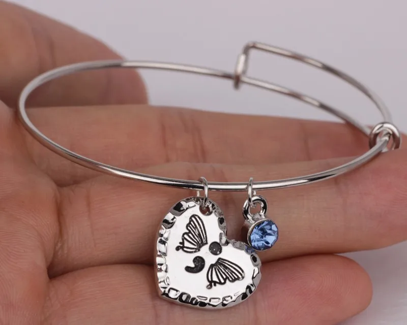 2016 новинка сердце полуколон браслеты с серебряным покрытием Бабочка браслет