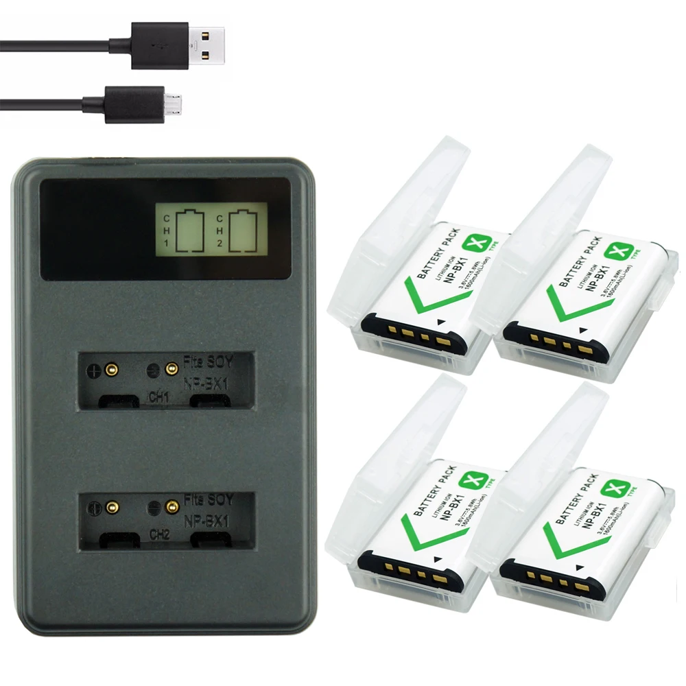 Зарядное устройство с двумя USB портами и ЖК дисплеем 4 шт.|Цифровые аккумуляторы| |