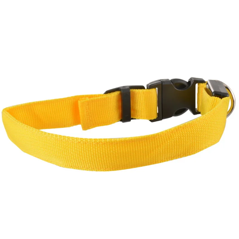 yellow Светодиодный ошейник для собаки анти-потерянная нейлоновая лампа ошейник для собак щенков ночной крутой мопса аксессуары для домашних животных - Цвет: yellow
