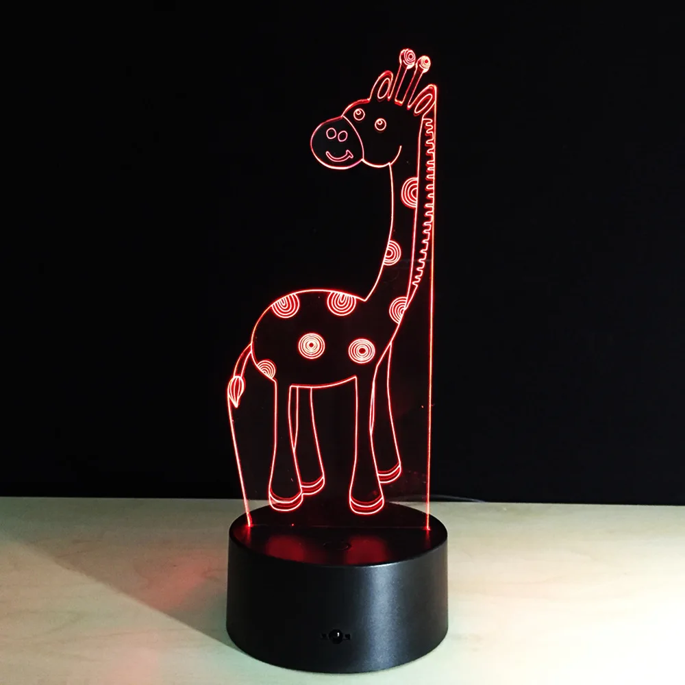 

Acrylic 3D LED Lamp Giraffe Small Night Light Remote Touch Switch Atmosphere Lamp 7 Colors Changing Sitting Creative Gif