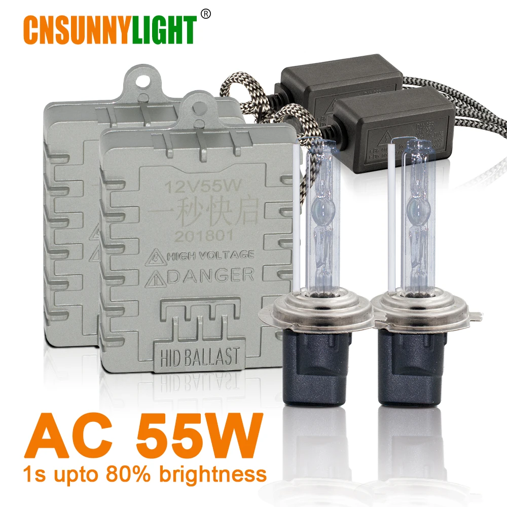 CNSUNNYLIGHT 1s быстро яркие 55 Вт ксеноновые HID H7 H4 H11 Супер фары 3000 К 4300 К 6000 к 8000 к H1 9005 9006 880 H3 Противотуманные авто лампы