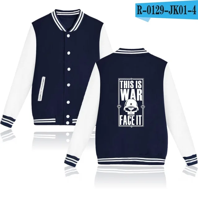 gray and navy blue Геймер битва фронты WARFACE толстовка бейсбольная куртка Мужская/женская униформа пальто camisa masculina аниме размера плюс куртки одежда - Цвет: gray and navy blue