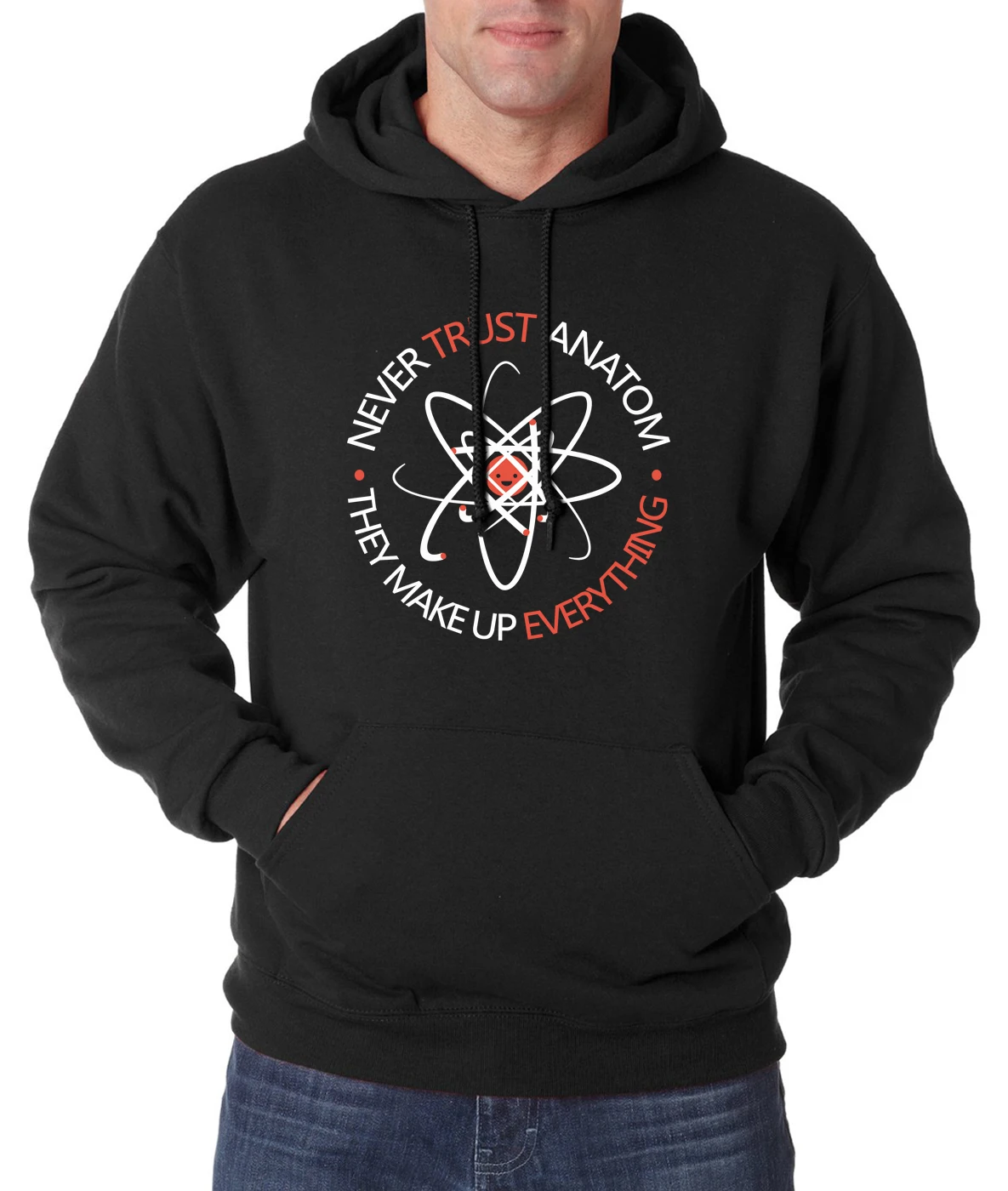 Худи с надписью Science (Never Trust An Atom) теплое флисовое худи в стиле хип хоп для осени и
