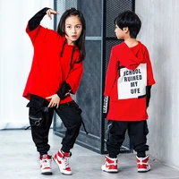 stage competition korean style jazz hiphop dance costume hip hop clothes children pop street dance wear suit for kids boys girls