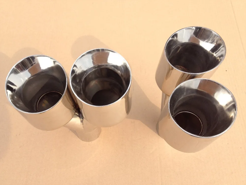 Яркий 101 мм двойной inlet63mm-outlet101mm 304 из нержавеющей стали выхлопной трубы муфельные