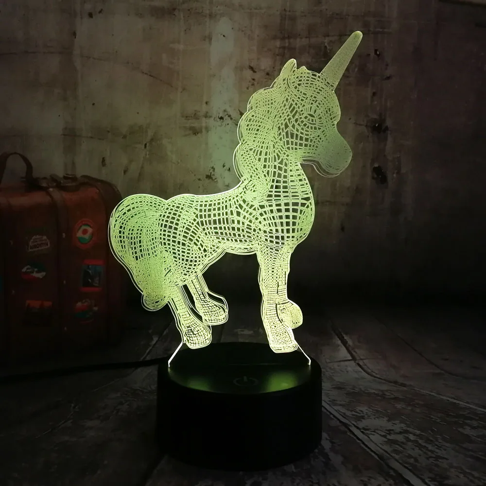 Новый красивый каваи Единорог 3D СВЕТОДИОДНЫЙ Ночник светильник Настольная лампа