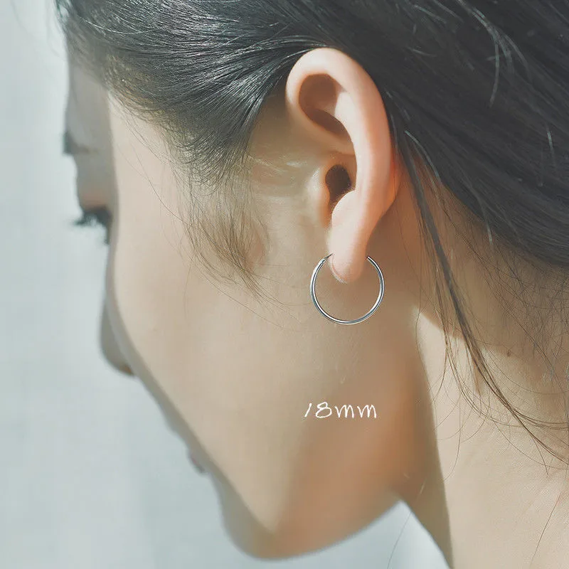 18mm 925 пробы, серебряные Простые серьги-кольца для женщин, маленькие серьги-кольца, круглые серьги-кольца, подарок - Окраска металла: 18mm