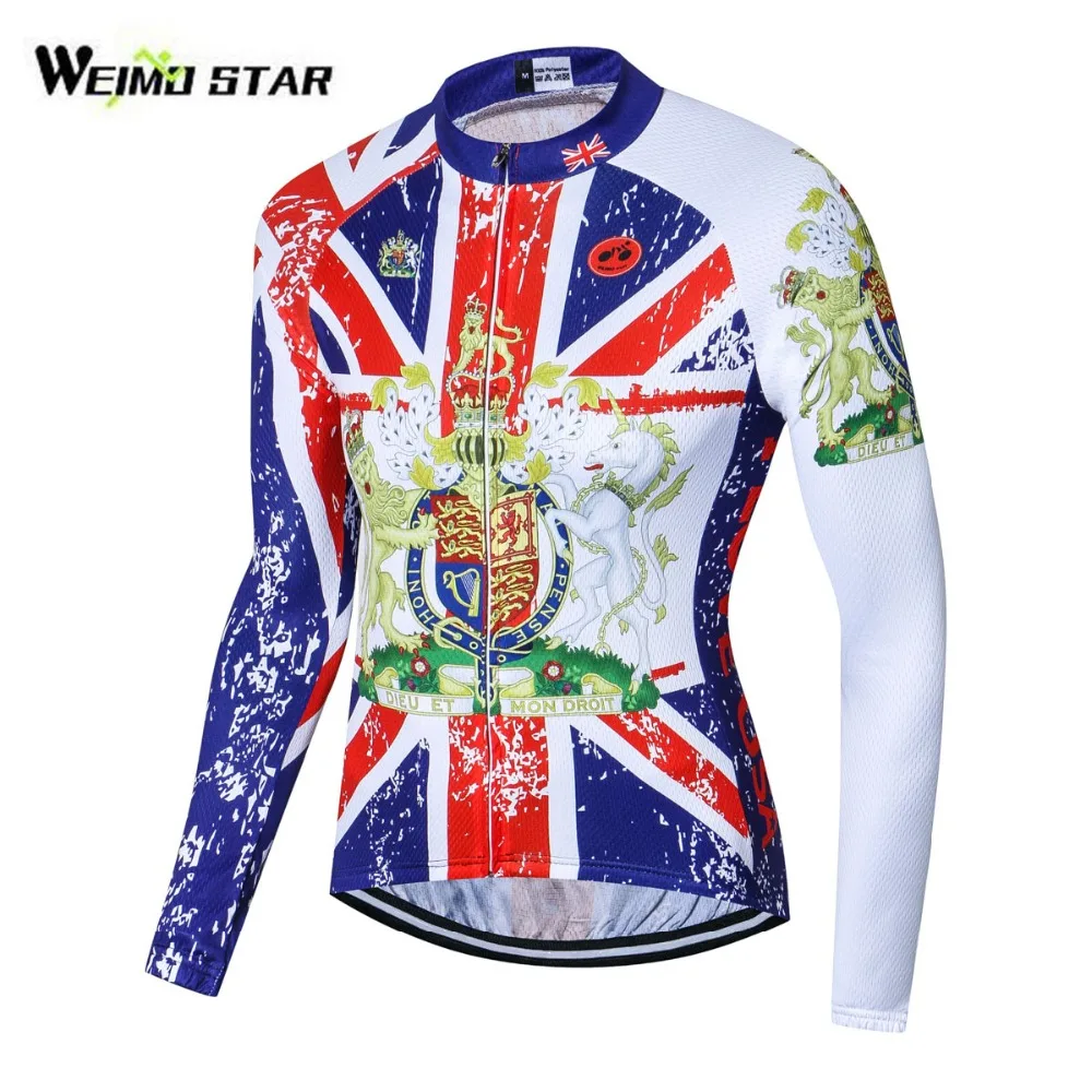 Weimostar UK США флаг Велоспорт Джерси мужская с длинным рукавом Mtb велосипедная