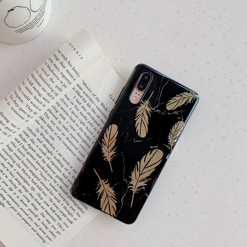 Винтажный глянцевый мраморный чехол для Huawei P30 P20 Pro Lite Мягкая силиконовая задняя