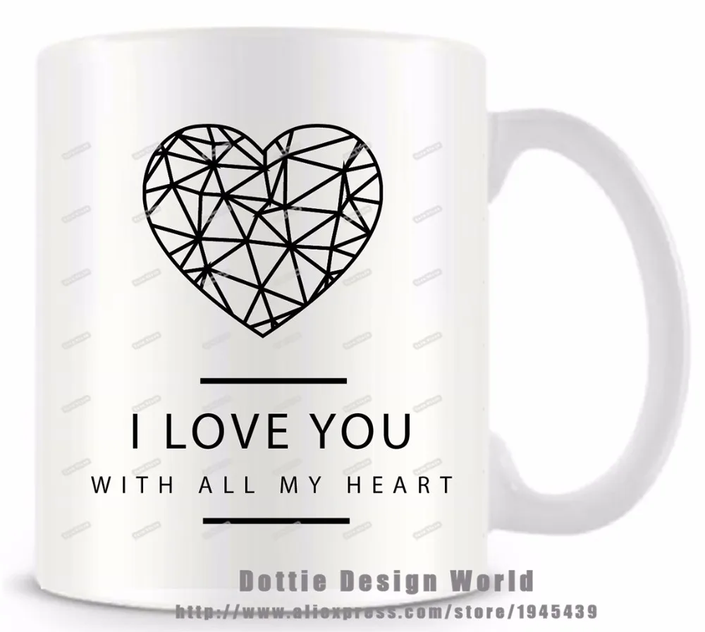 Кружка дорожная с геометрическим сердцем 11 унций керамическая кружка для белого