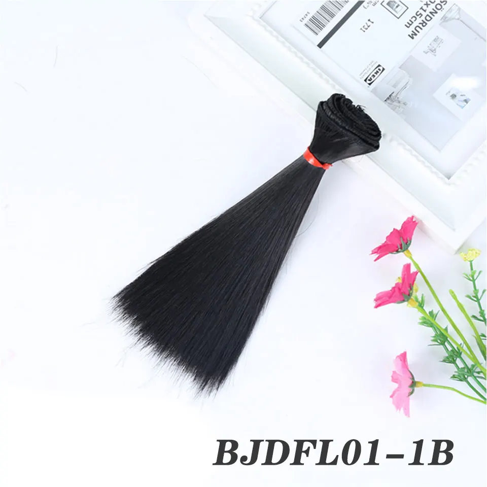 Cataleya прямой кукольный парик 15*100 см и 25*100 см для 1/3 1/4 1/6 BJD DIY Refires BJD волосы черный золотой коричневый белый цвет - Цвет: 1B