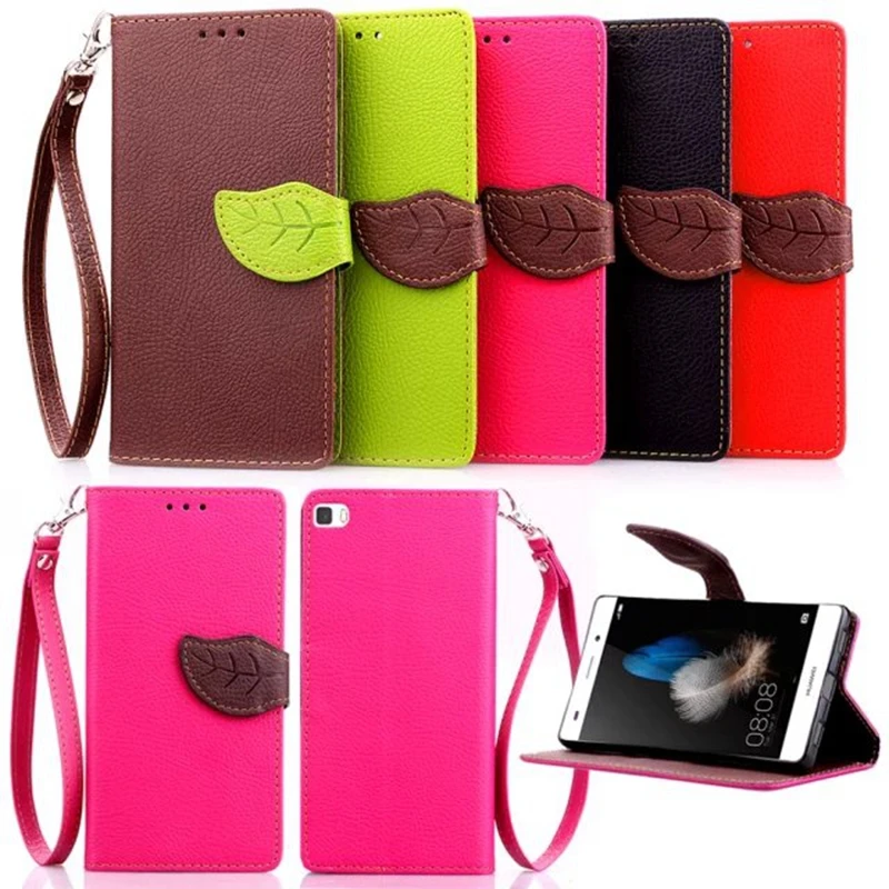 For Huawei Ascend P8 Lite Stand Function 2 Card Holder Wallet Cover Fundas Case Leaf Clasp PU Leather | Мобильные телефоны и