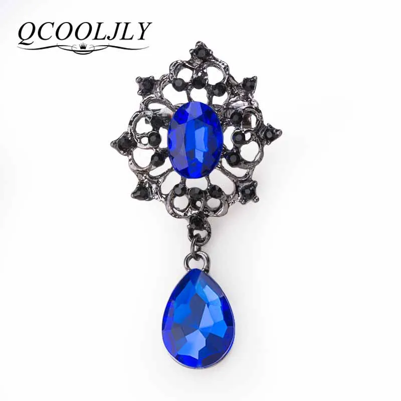 Женская Винтажная брошь капельница QCOOLJLY серебристая большая зеленая с