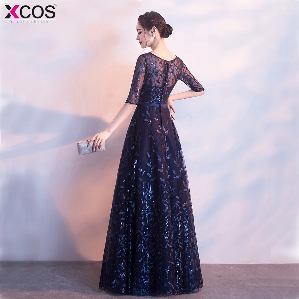 Вечерние платья длинное платье Vestido de Festa трапециевидной формы аппликации халат с