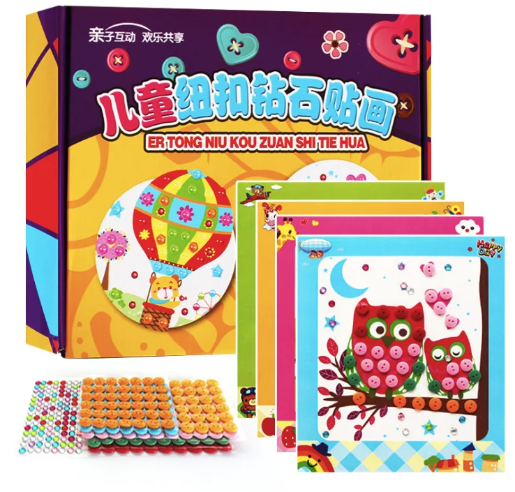 2 стиля Алмазная Кнопка Живопись Рисунок наклейки игрушки наборы обучения