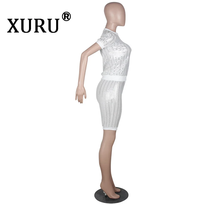 Женский комбинезон с блестками XURU белый/коричневый клубный трико для вечеринок и