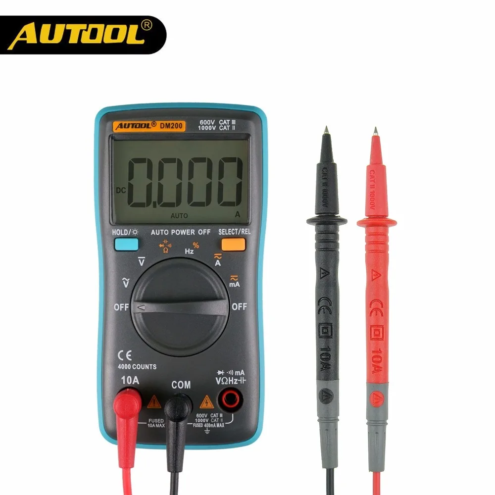 AUTOOL DM200 ЖК-мультиметр Цифровой AC DC Авто Напряжение электронная схема диагностический инструмент Ремонт мультиметр PK ZT100