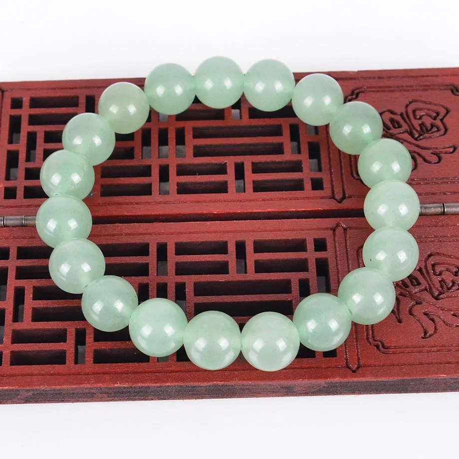 Браслеты из натурального халцедона круглые ювелирные украшения светло зеленого