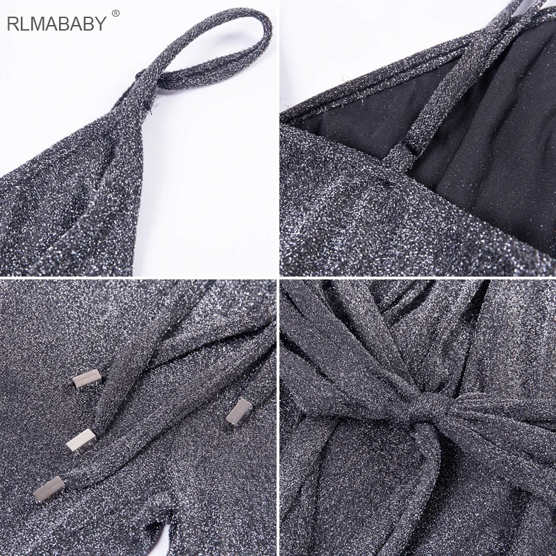 RLMABABY сексуальный блеск Спагетти ремень бинты Комбинезоны для малышек женские