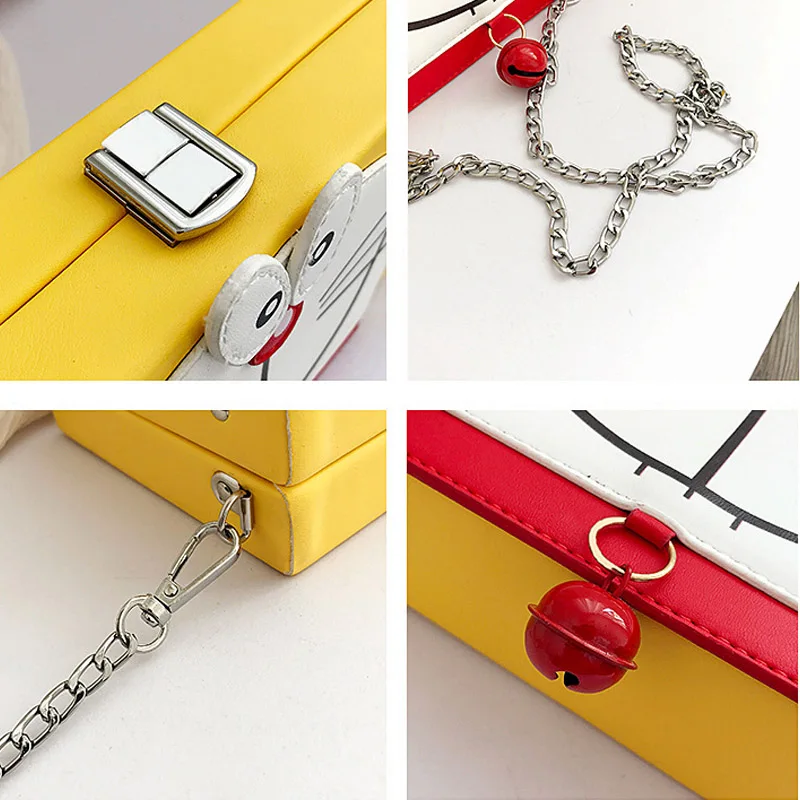 

CASMOR Women Cute Cartoon Messenger Bags 2019 Famous Brand Leather Girls Doraemon Mini Small Shoulder Crossbody Bag Female