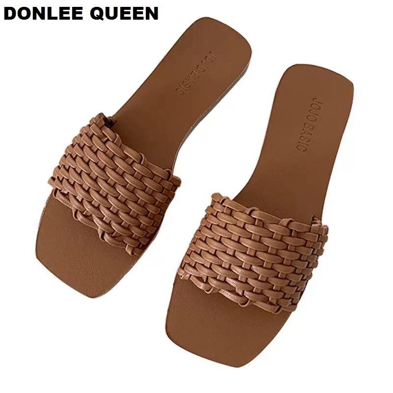 DONLEE QUEEN/женские шлепанцы; женские сабо на платформе; сезон лето; женские резиновые шлепанцы с открытыми пальцами; тканая обувь на плоской подошве; сандалии без застежки