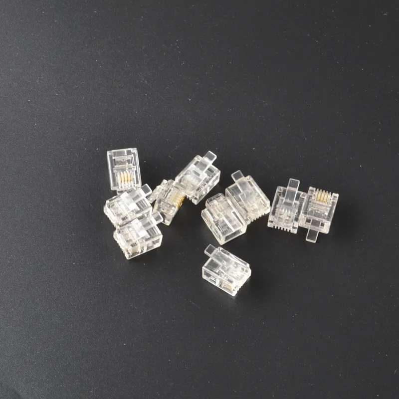 20шт 4Pin RJ10 телефонный кабель концевые Разъемы Вилки 4P4C