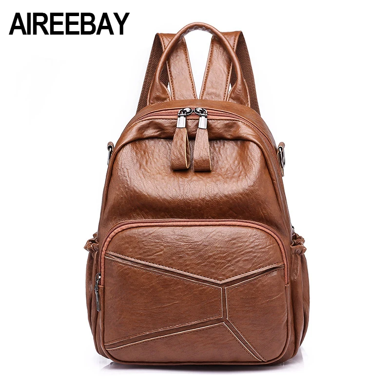 AIREEBAY Модные женские рюкзаки винтажные Школьные Сумки из искусственной кожи