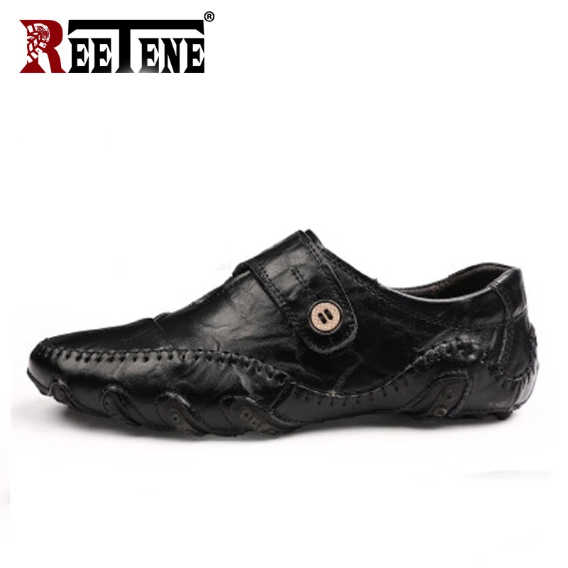 Black03 REETENE/новые удобные водонепроницаемые мокасины; лоферы; Мужская обувь; кожаная обувь; Мужская Повседневная зимняя обувь; мужские уличные кроссовки; мужская обувь - Цвет: Black03
