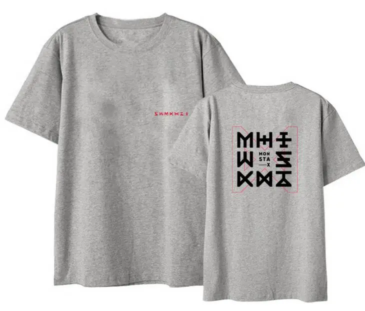 1 Kpop monsta x the code concert same/Летняя футболка с круглым вырезом и короткими рукавами, модная свободная футболка унисекс, 4 цвета - Цвет: 1