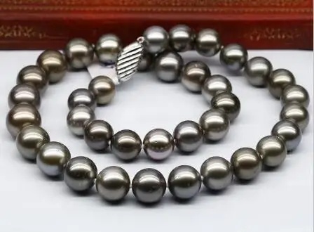 19&quot Superb 10-11mm Natural Tahitian genuine black round pearl necklace | Украшения и аксессуары