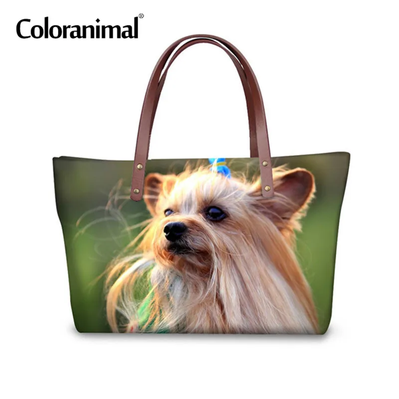 H1300AL Coloranimal Women's Big Tote Bag Shoulder Bag for Ladies Female Shopper Bag Funny Pet 3D Dog Yorkshire Terrier Print Hand Bag - Цвет: H1300AL