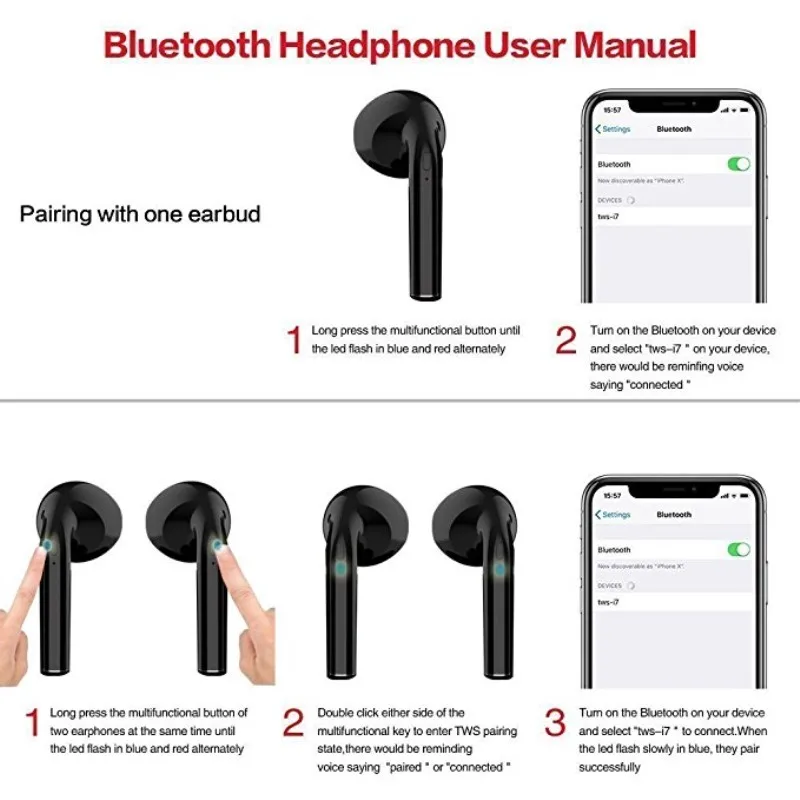 Мини I7S Беспроводная Bluetooth гарнитура спортивные наушники приемник стерео для iPhone