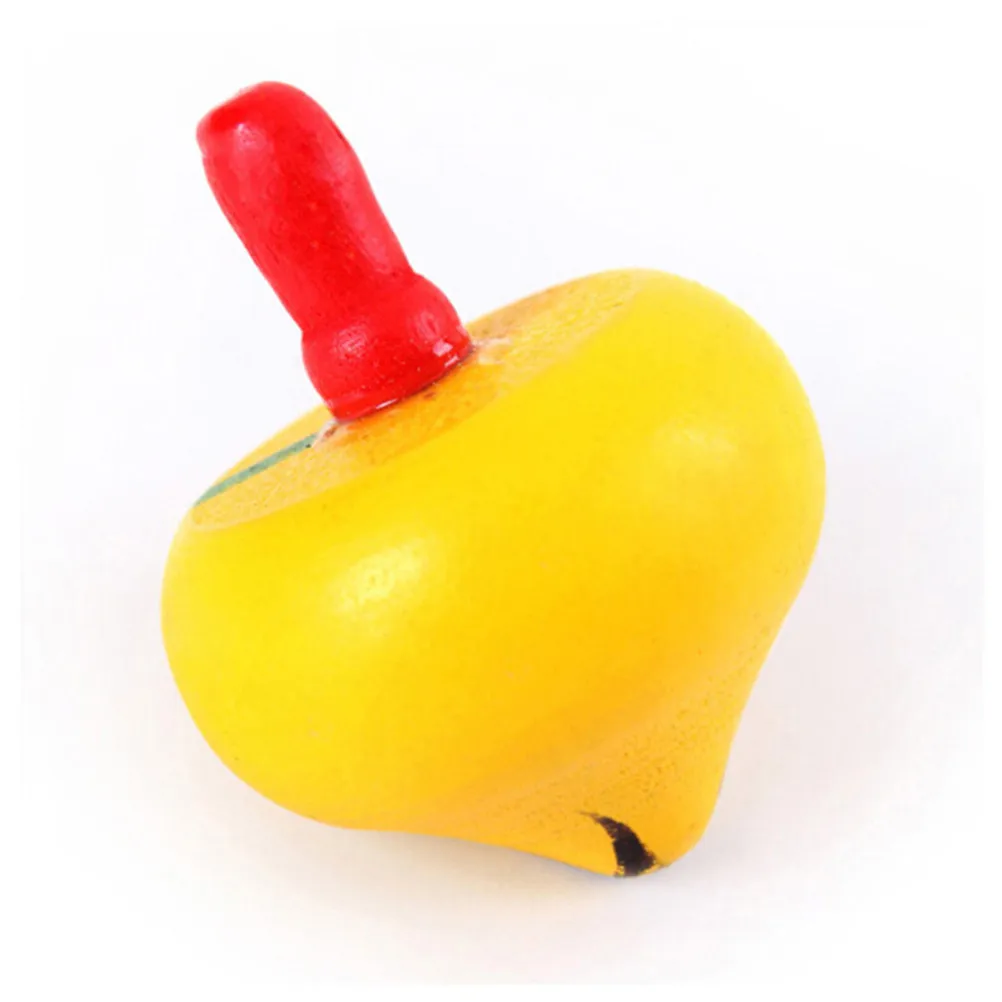 

1pc Wooden Fruit Gyro Toys Gyro Small Little Hand Rotation Toy Spinning Tops For Children Toy