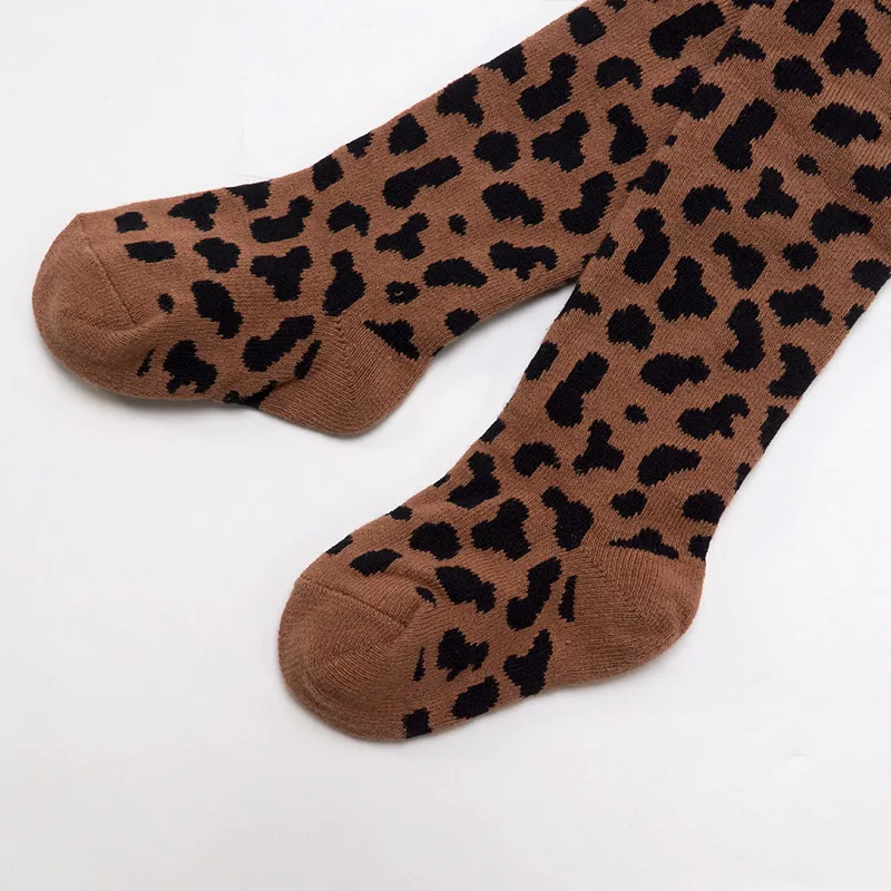 Brown Leopard Ins/; милые детские колготки из хлопка с леопардовым принтом; детские чулки для новорожденных; От 0 до 8 лет теплые колготки для малышей; сезон осень-зима - Цвет: Brown Leopard