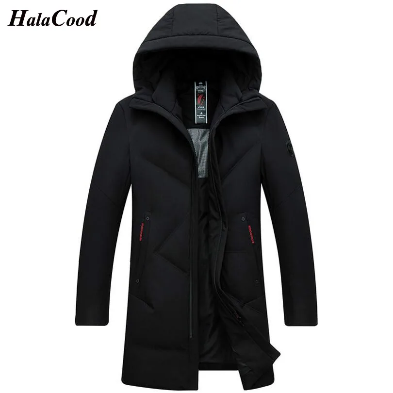 Black 89978 Halacood зимняя куртка на утином пуху, мужская длинная пуховая парка с капюшоном, зимнее пальто размера плюс, теплая утолщенная верхняя одежда, ветровка - Цвет: Black 89978