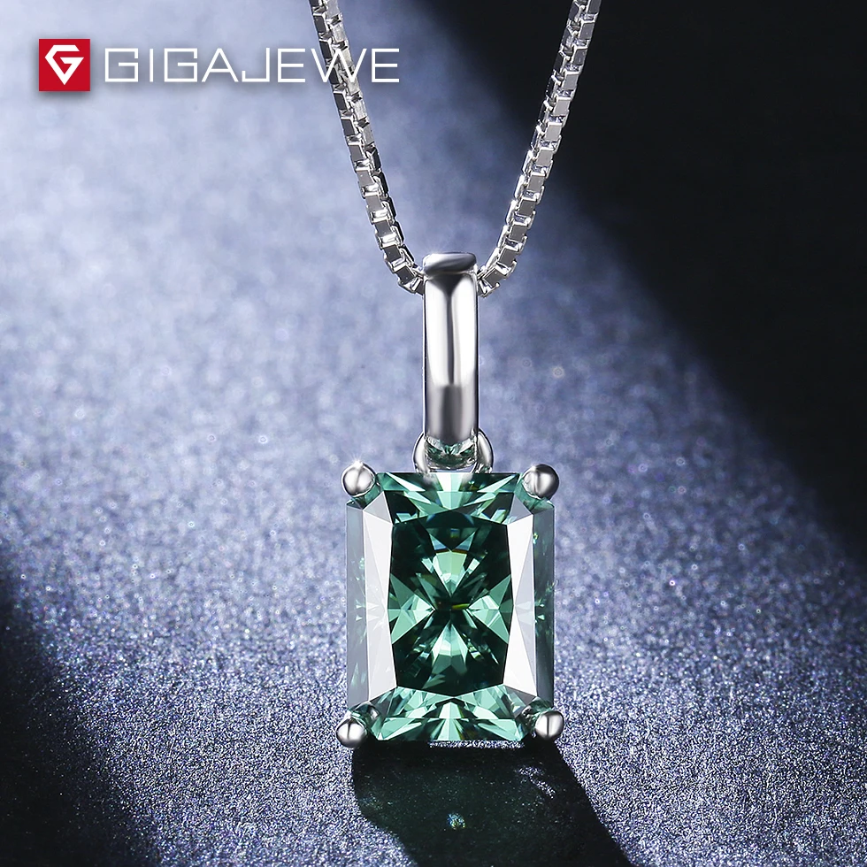 GIGAJEWE 2.2ct 12x9 мм зеленый цвет сияющий граненый камень Муассанит ожерелье для серебряных ювелирных изделий