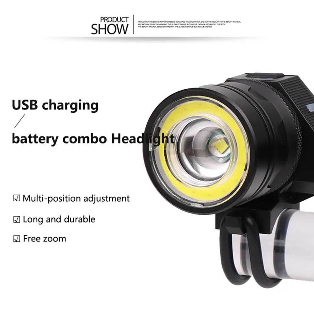 Adeeing T6+ COB USB Перезаряжаемый светодиодный светильник-вспышка, головной светильник для велосипеда с механическим зумом, передний светильник, Аксессуары для велосипеда