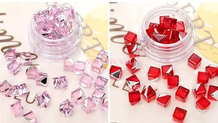 50 шт. смешивания Cube квадратный стекло дизайн ногтей кристалл наивысшего качества ногтей стразами дизайн ногтей аксессуары Последний гвоздь подвески