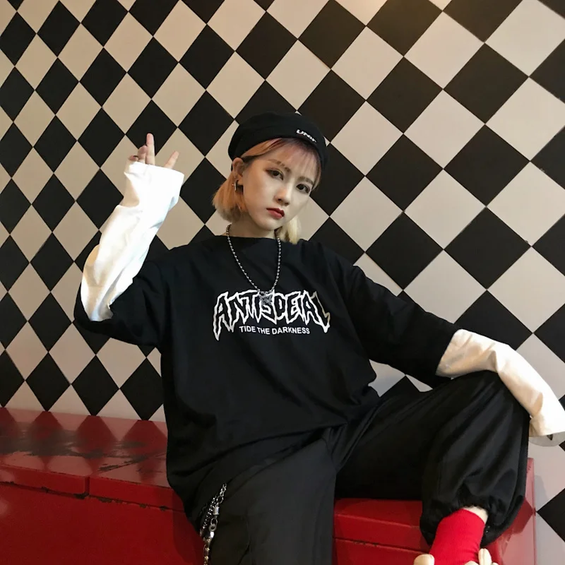 Весна и осень японский harajuku Повседневный корейский ulzzang модный поддельный