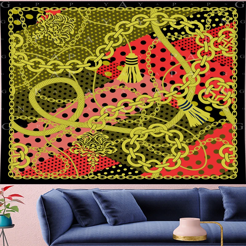 GN.PAPAYA Nordic Style Classical Pattern Tapestry Vintage Tapestries Retro chain Wall Hanging home decor | Дом и сад