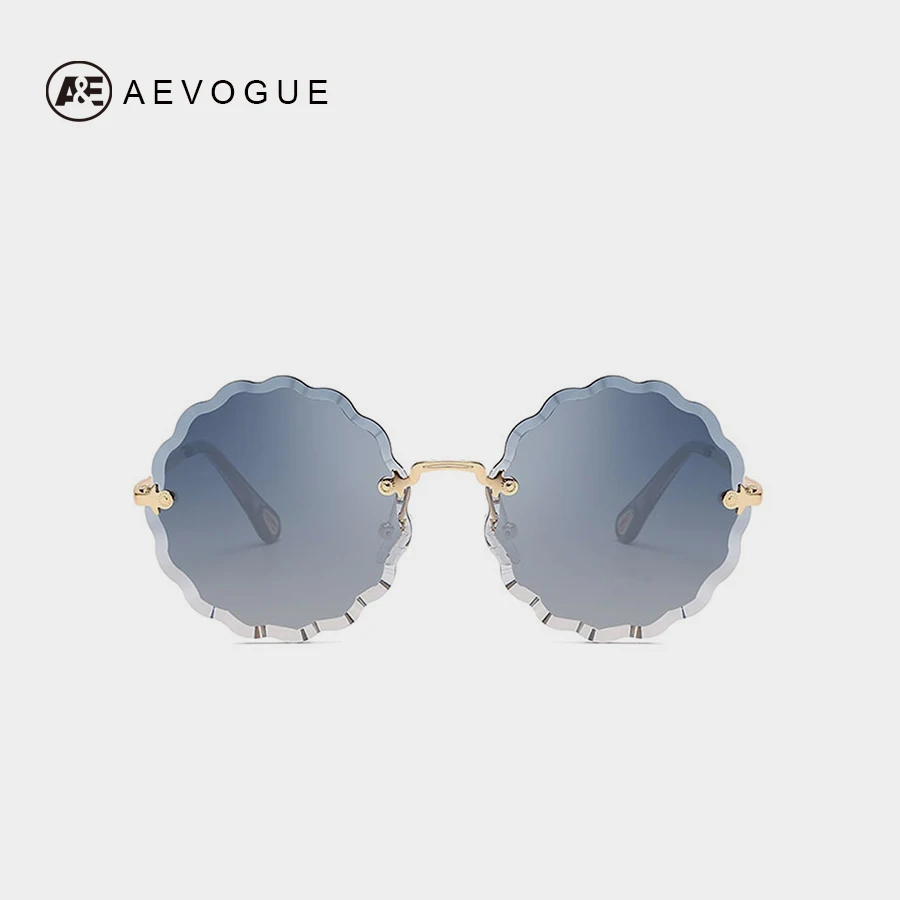 Женские солнцезащитные очки без оправы AEVOGUE круглые брендовые дизайнерские